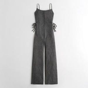 Hollister Gilly Hicks Dreamworthy Soft Wide-Leg Jumpsuit strappy DARK GREY XL